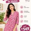 INR 549,  Women's Ikat Design Pink Printed Casual Kurti For Women