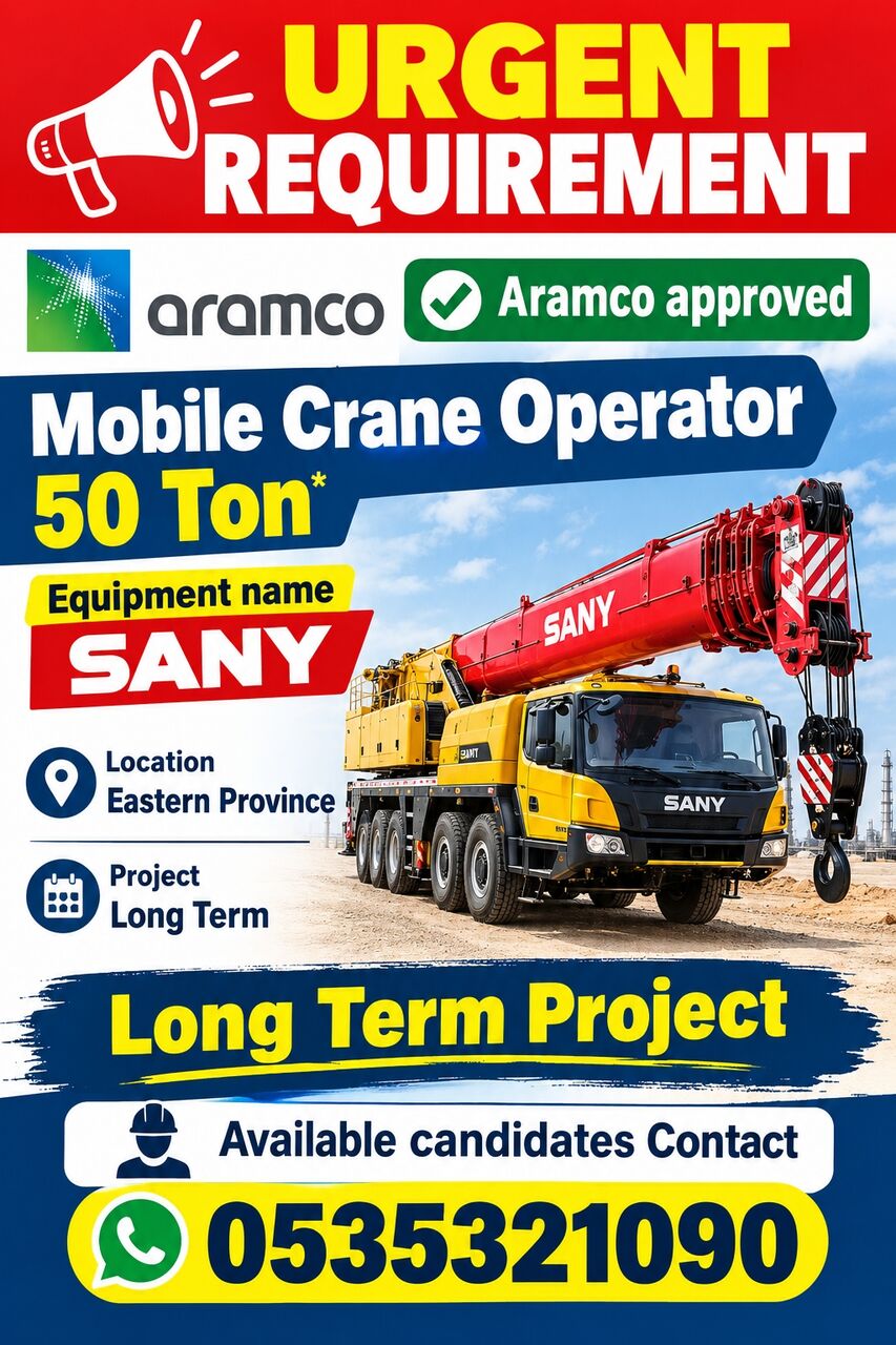 Riyadh, Jobs, Mobile Crane Operator 50 Ton