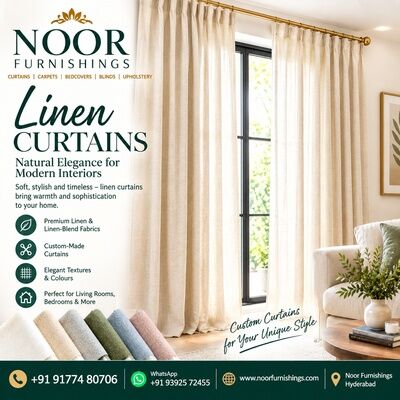 Kurnool, Household Items, INR 350,  Linen Curtains Hyderabad &ndash; Natural Elegance For Modern Interiors