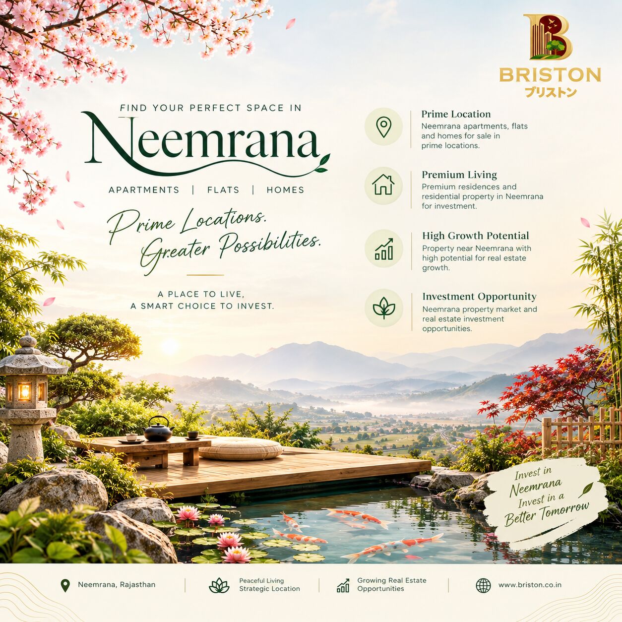 Jaipur, Real Estate For Sale, Briston Mirai Hills Neemrana &ndash; Premium Apartments, Flats & Homes For Sale On NH-48