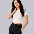 INR 799, Women’s White Crochet Lace Crop Top