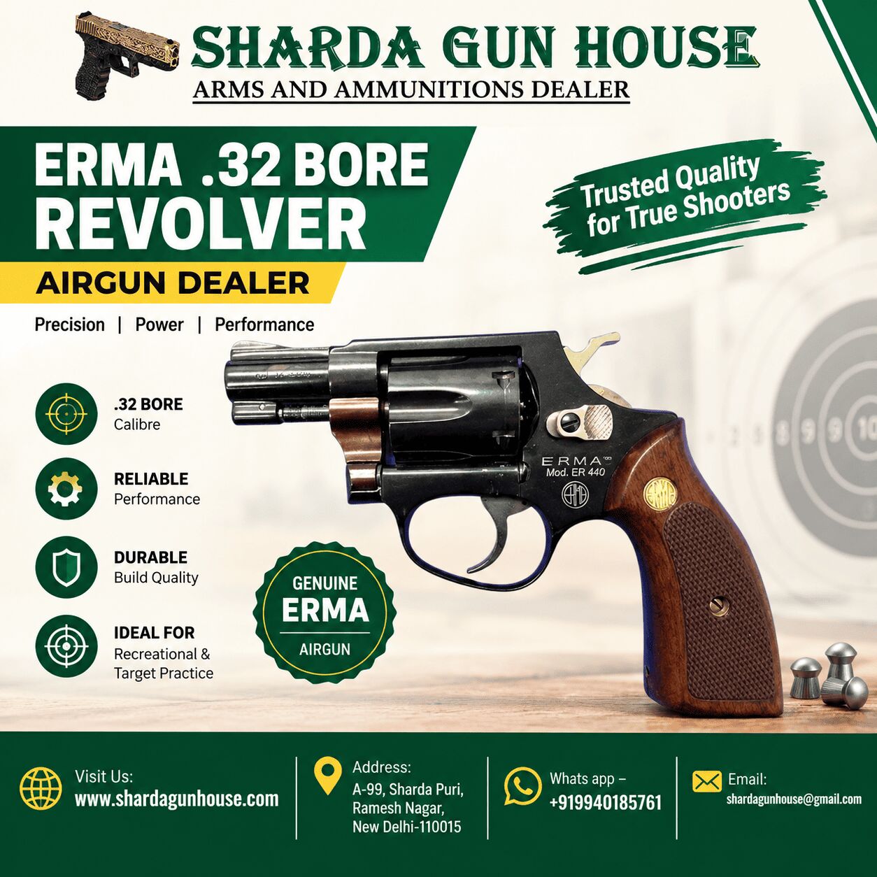 Laxmi Nagar, Sporting Goods, Authorized Airgun Dealer - Authentic ERMA .32 BORE REVOLVER Models