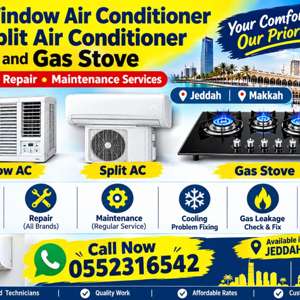 Split Window AC Washing Fitting & Gas Stove Service &House Furniture Shifting Also