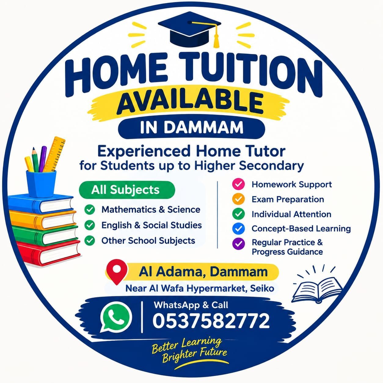 Al Adama, Lessons Offered, Experienced Tutor - Home Tuition In Dammam