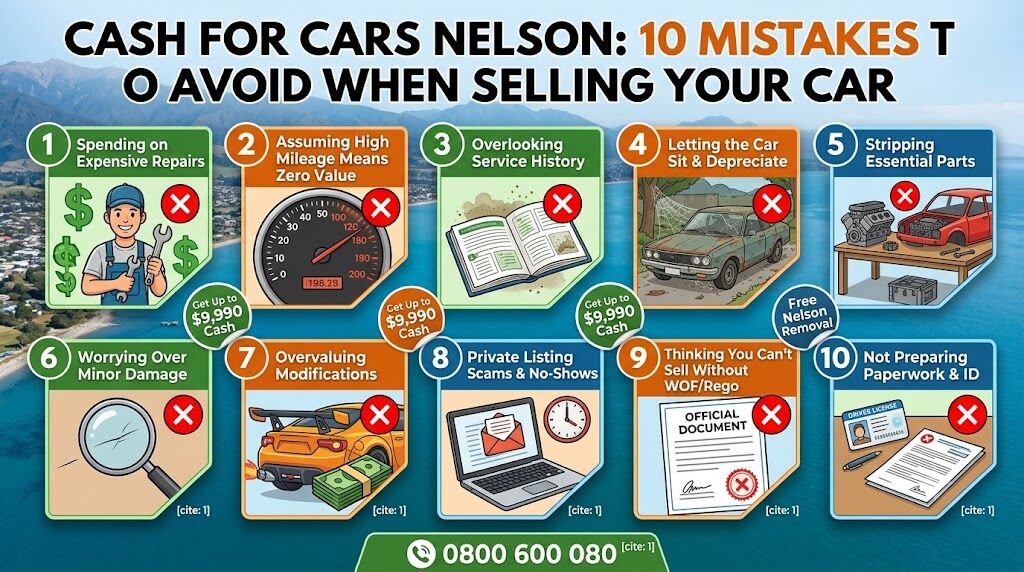 Auckland, Auto Parts, Cash For Cars Nelson 10 Mistakes To Avoid When Selling Your Car