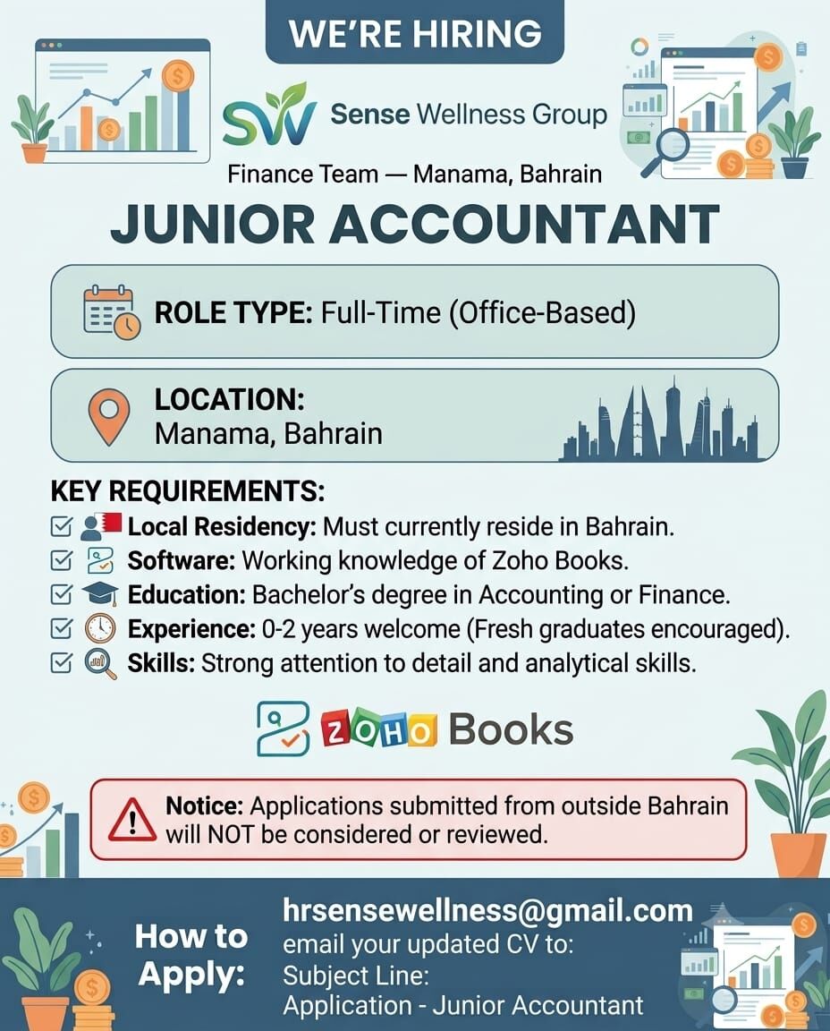 Manama, Jobs, Junior Accountant