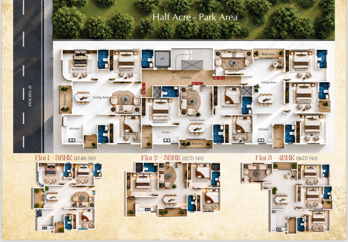 Hyderabad, Real Estate For Sale, 3 BR,  1675 Sq. Feet,  Premium 3 & 4 BHK Luxury Apartments For Sale In Golconda Hills, Alkapur