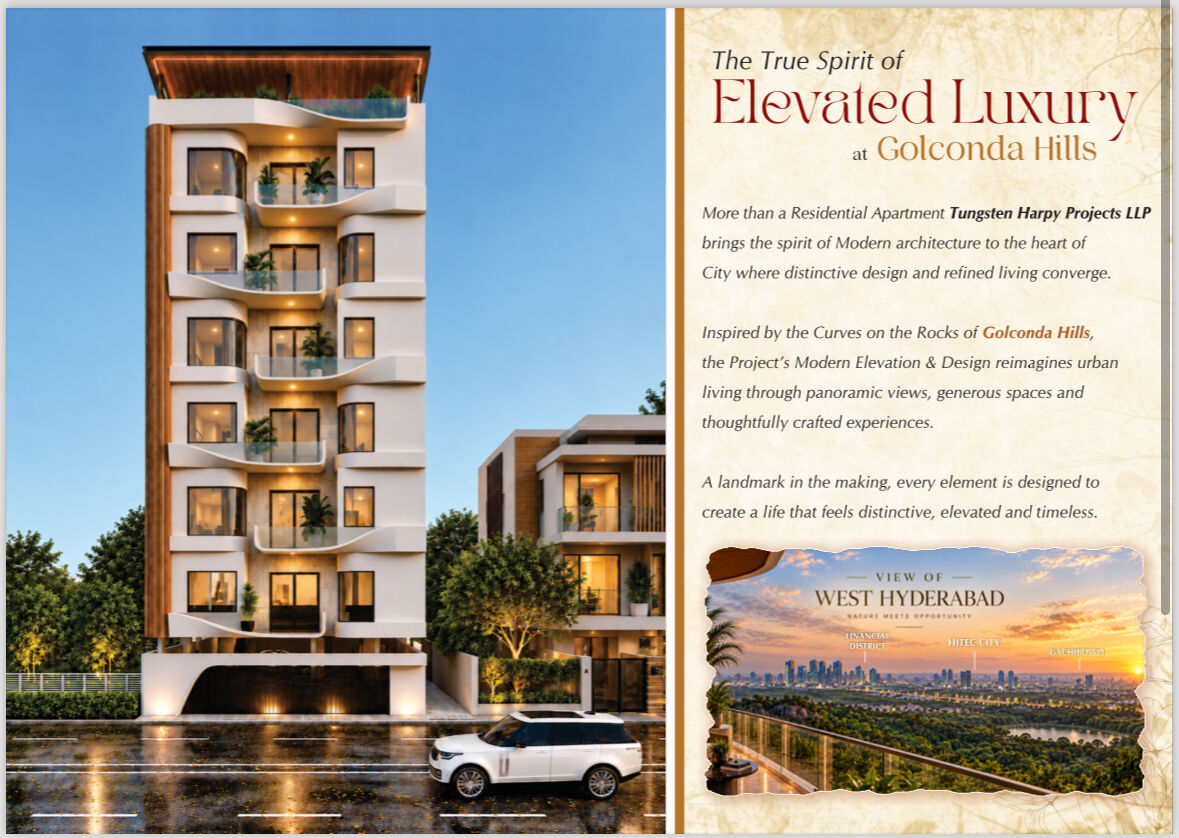 Hyderabad, Real Estate For Sale, 3 BR,  1675 Sq. Feet,  Premium 3 & 4 BHK Luxury Apartments For Sale In Golconda Hills, Alkapur