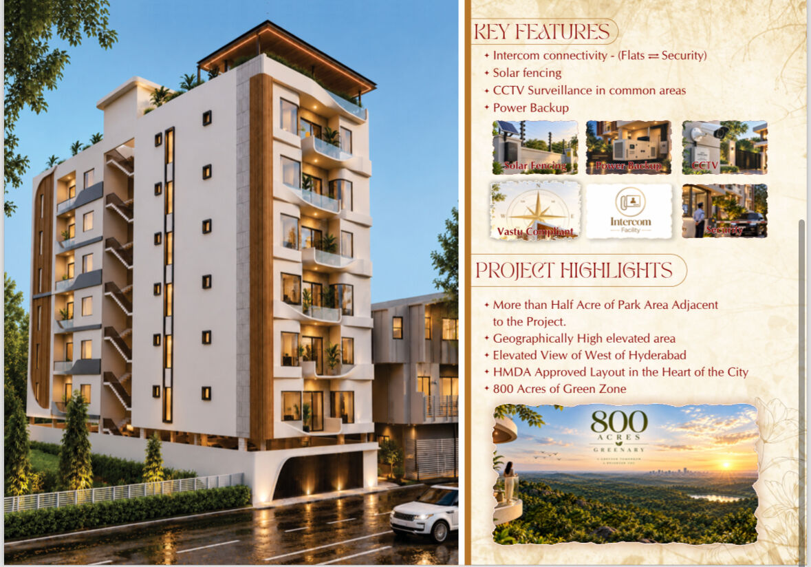 Hyderabad, Real Estate For Sale, 3 BR,  1675 Sq. Feet,  Premium 3 & 4 BHK Luxury Apartments For Sale In Golconda Hills, Alkapur