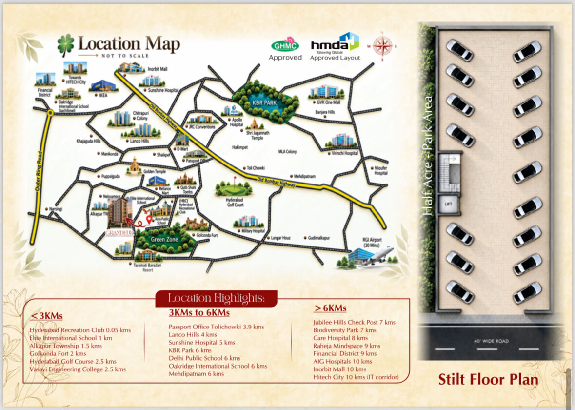 Hyderabad, Real Estate For Sale, 3 BR,  1675 Sq. Feet,  Premium 3 & 4 BHK Luxury Apartments For Sale In Golconda Hills, Alkapur