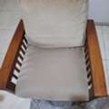 SAR 1200,  Sofa 3 + 2 + 1 Seater - Centerpoint Wooden Sofa With Beige Cushions &ndash; Great Condition