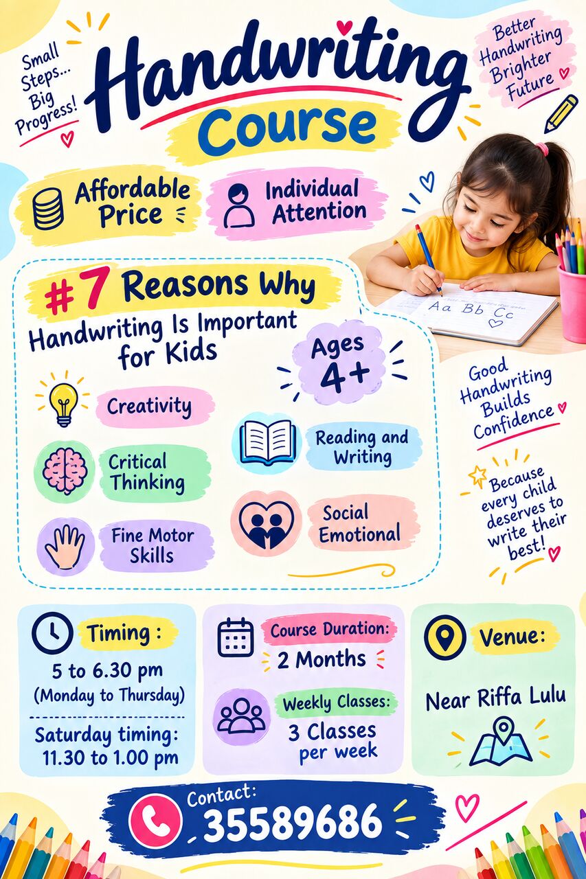 East Riffa, Lessons Offered, Handwriting  Course