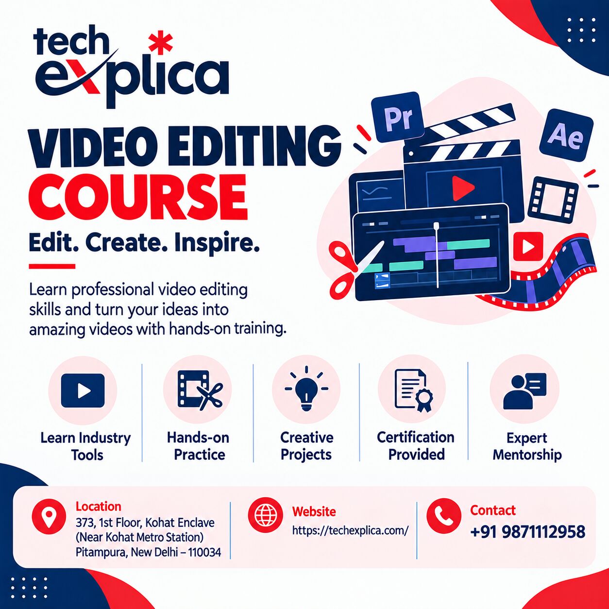 New Delhi, Lessons Offered, Video Editing Course In Delhi