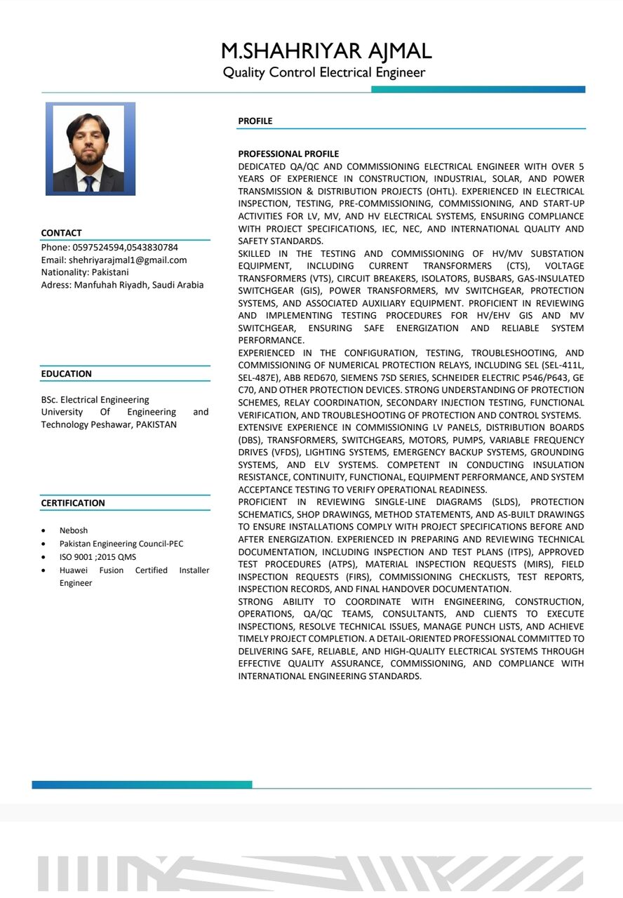 Riyadh, Job Seekers, Electrical Engineer
