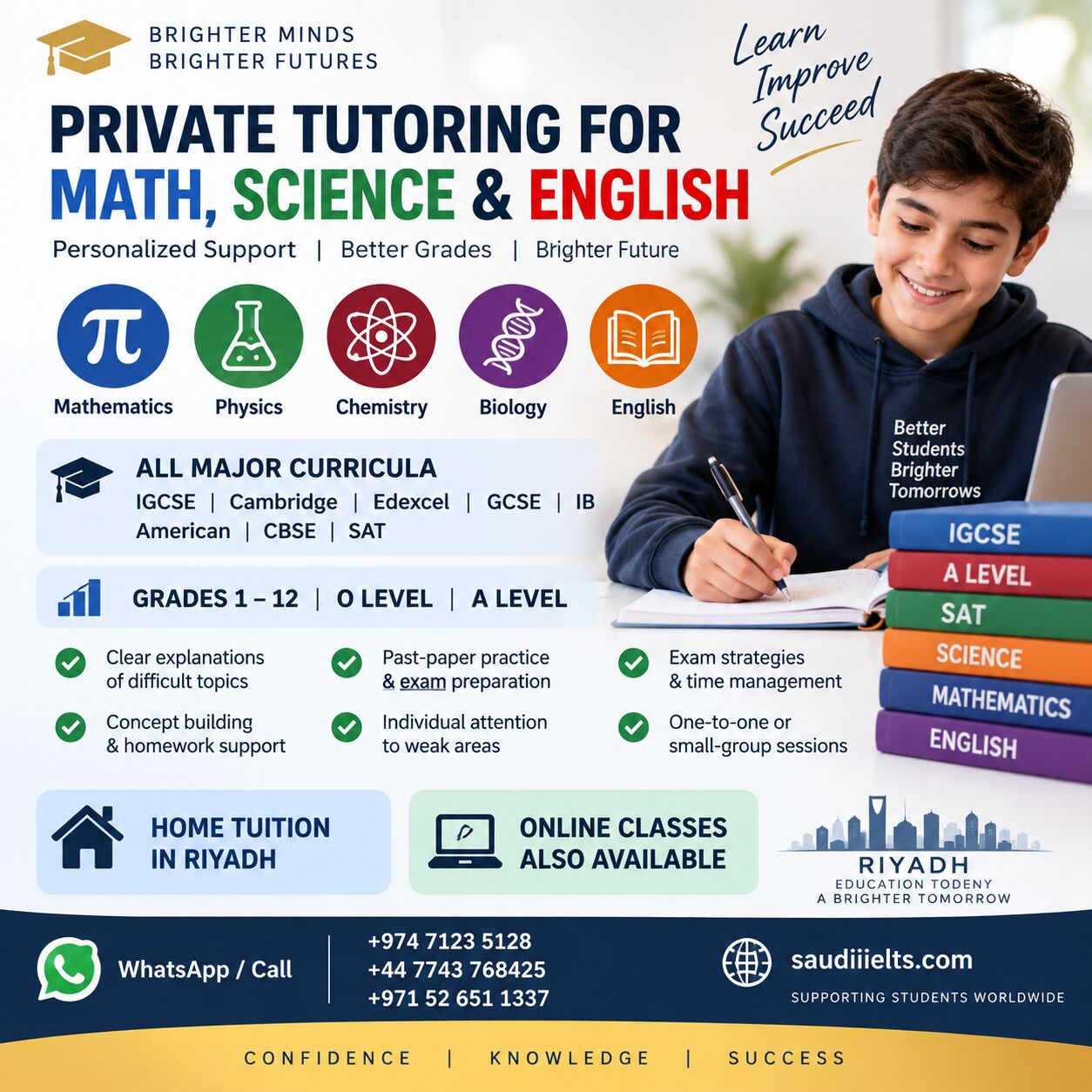 Al Malaz, Lessons Offered, Math, English & Science Expert | IGCSE, SAT, IB & All Grades &ndash; Riyadh