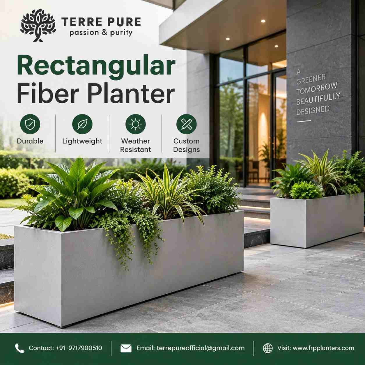 Greater Noida, Farm & Garden, Rectangular Fiber Planter Manufacturer For Commercial Projects