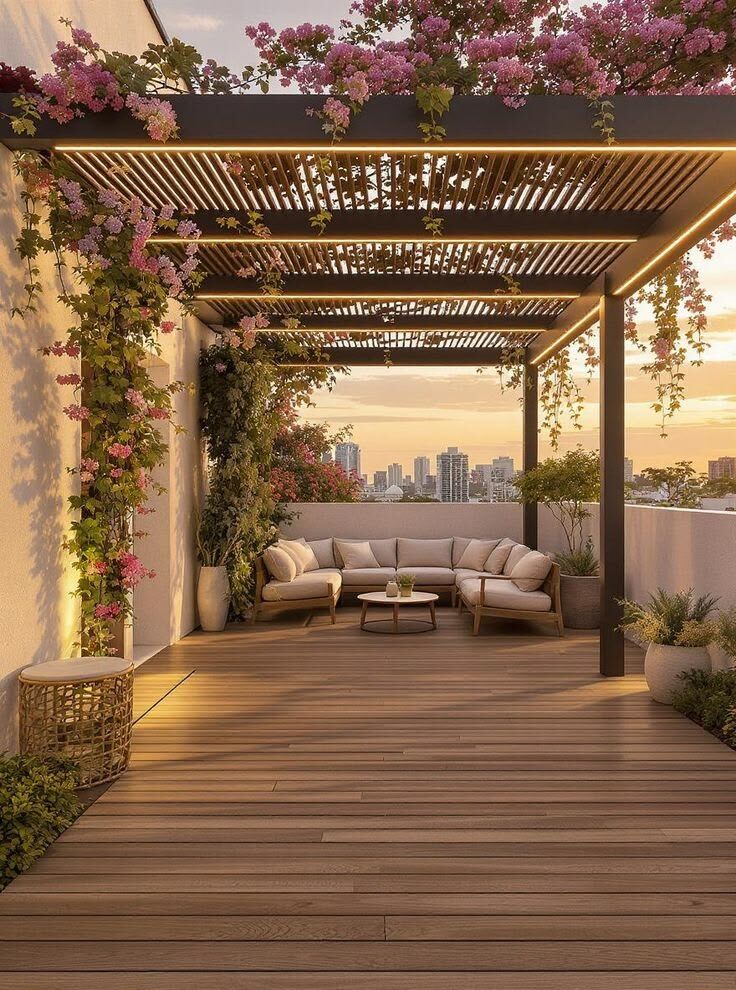 Ajman, Construction, Modern Rooftop Pergola Design In The UAE