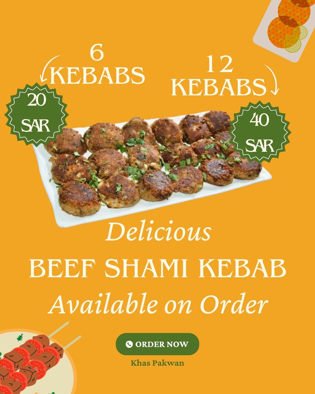 Khobar, Food, SAR 17,  Homemade Food - Chicken And Beef Shami Kebab - Available