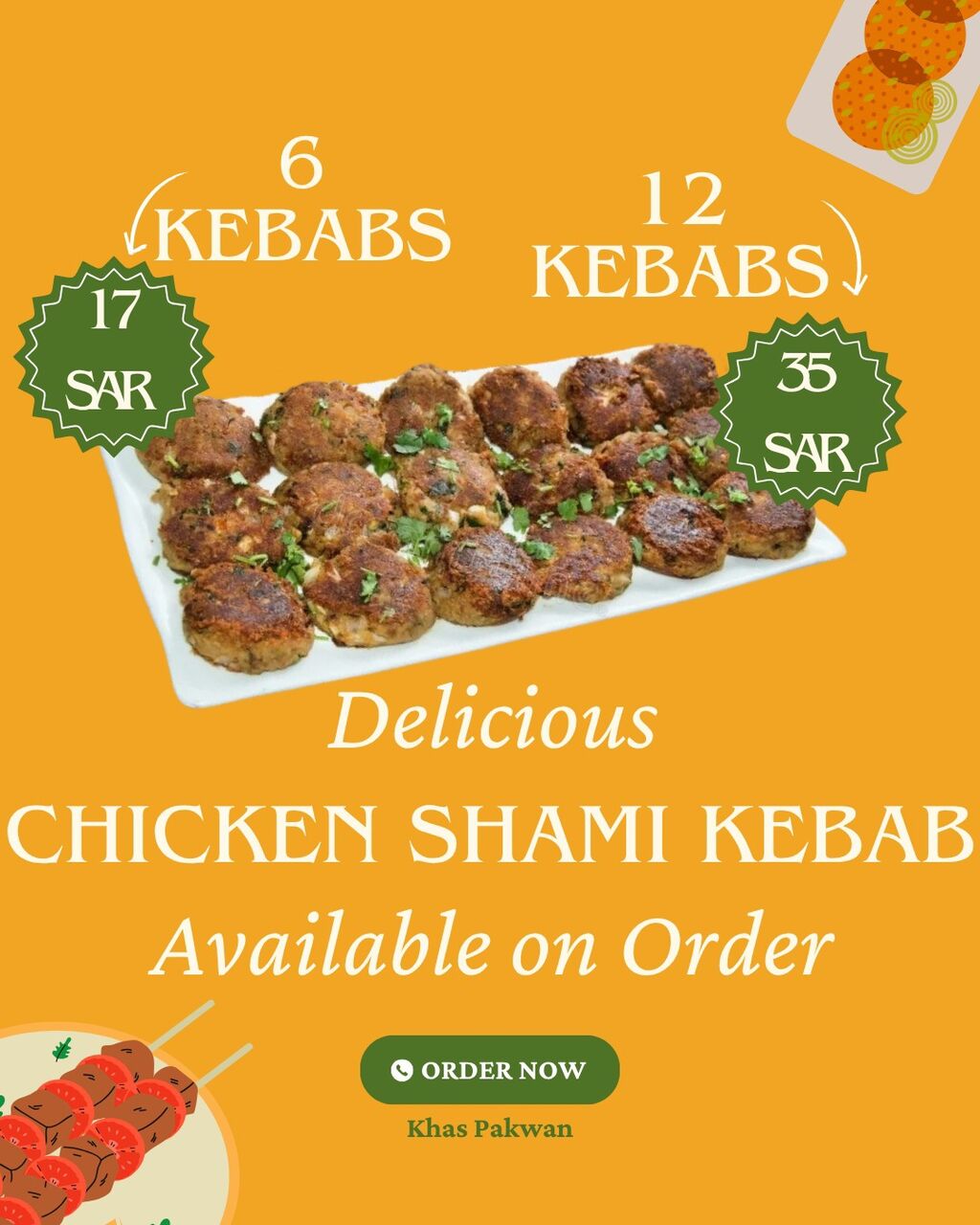 Khobar, Food, SAR 17,  Homemade Food - Chicken And Beef Shami Kebab - Available