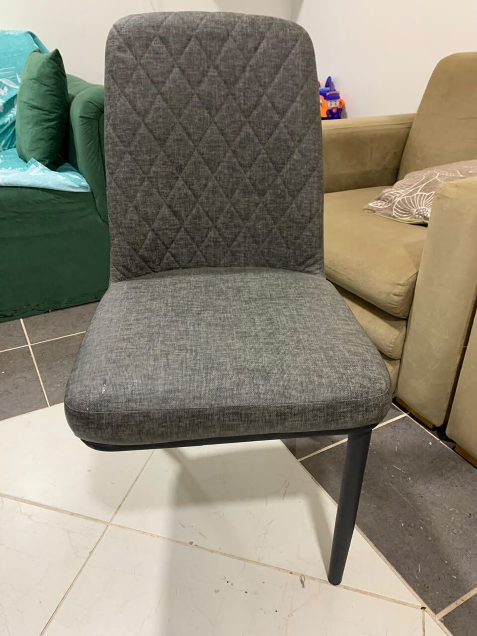 Jubail, Furniture, SAR 10,  ​[]AS-IS] Gray Fabric Dining Chair For Repair / Parts – 10 SAR