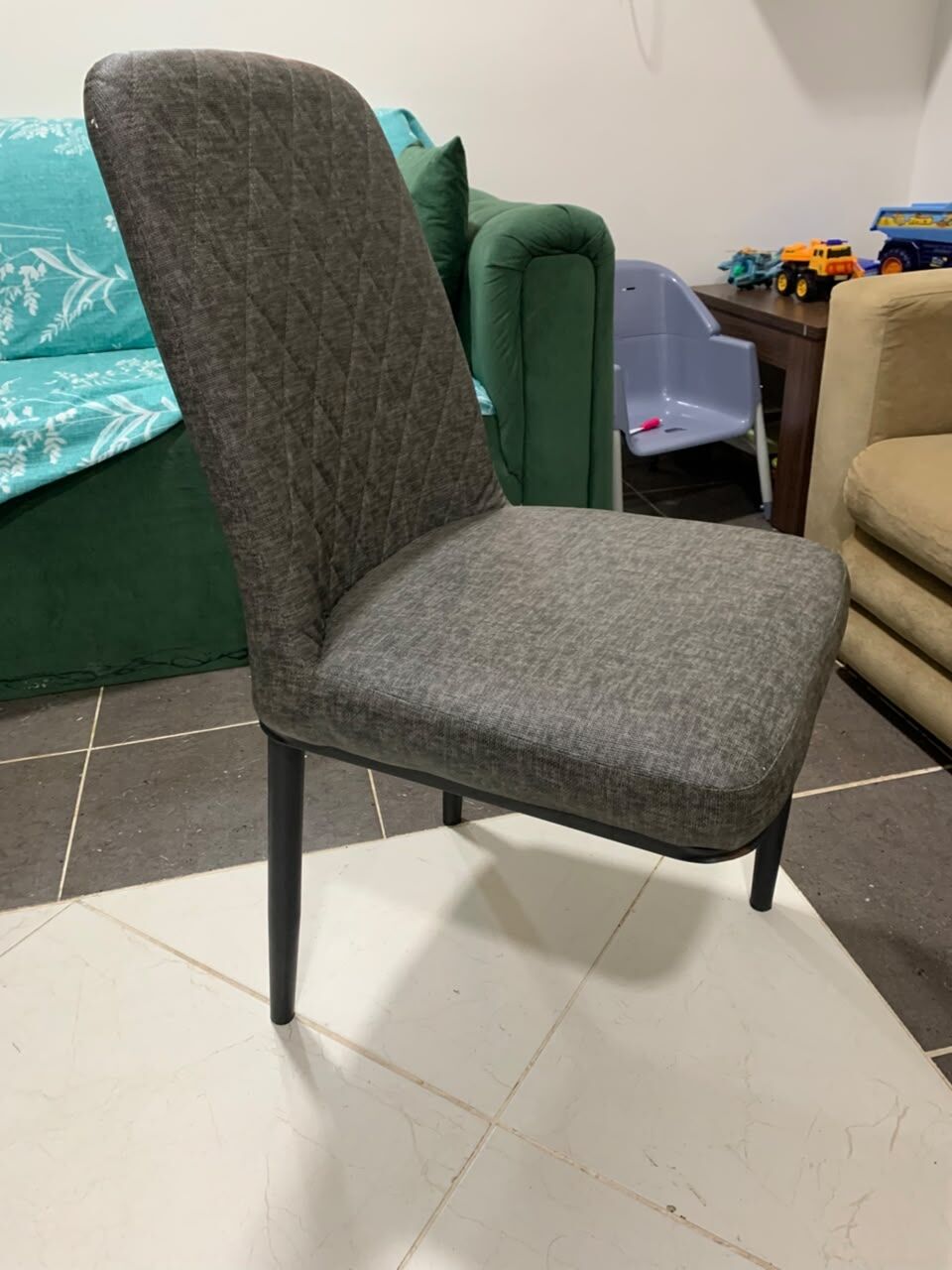 Jubail, Furniture, SAR 10,  ​[]AS-IS] Gray Fabric Dining Chair For Repair / Parts – 10 SAR