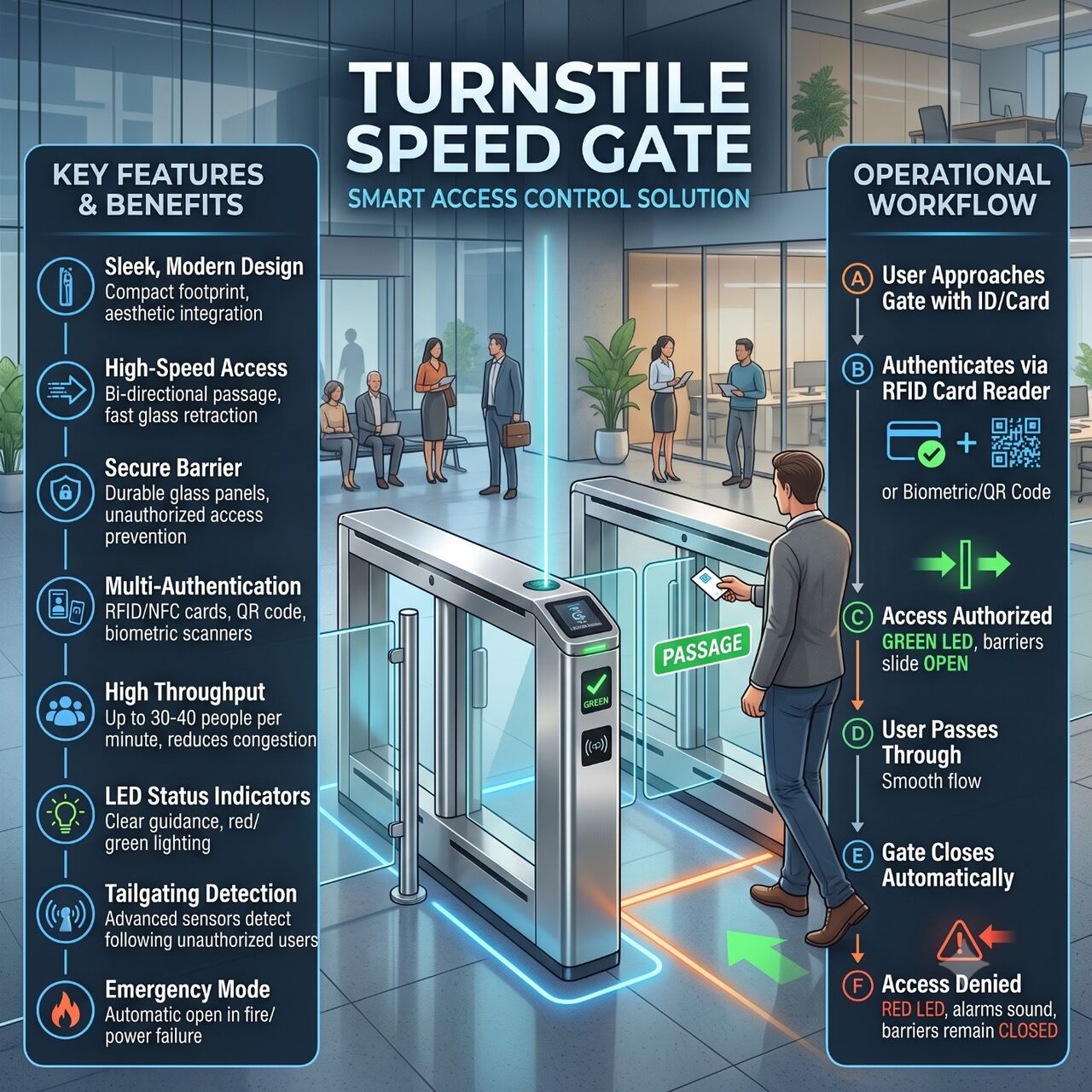 Kuwait City, Technical, Turnstile Speed Gates For Kuwait Manufacturing & Industrial Plants