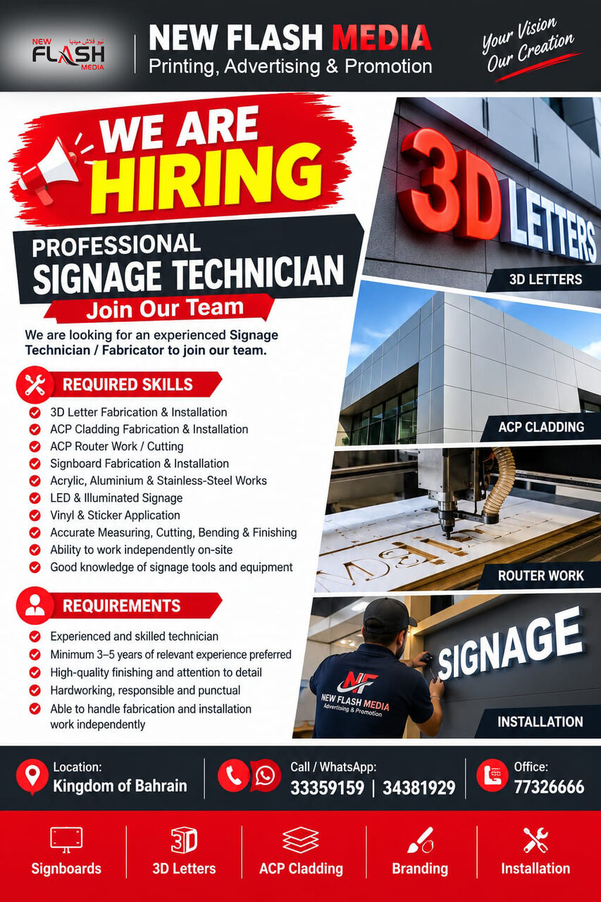 East Riffa, Jobs, We Are Hiring Professional Signage Technician