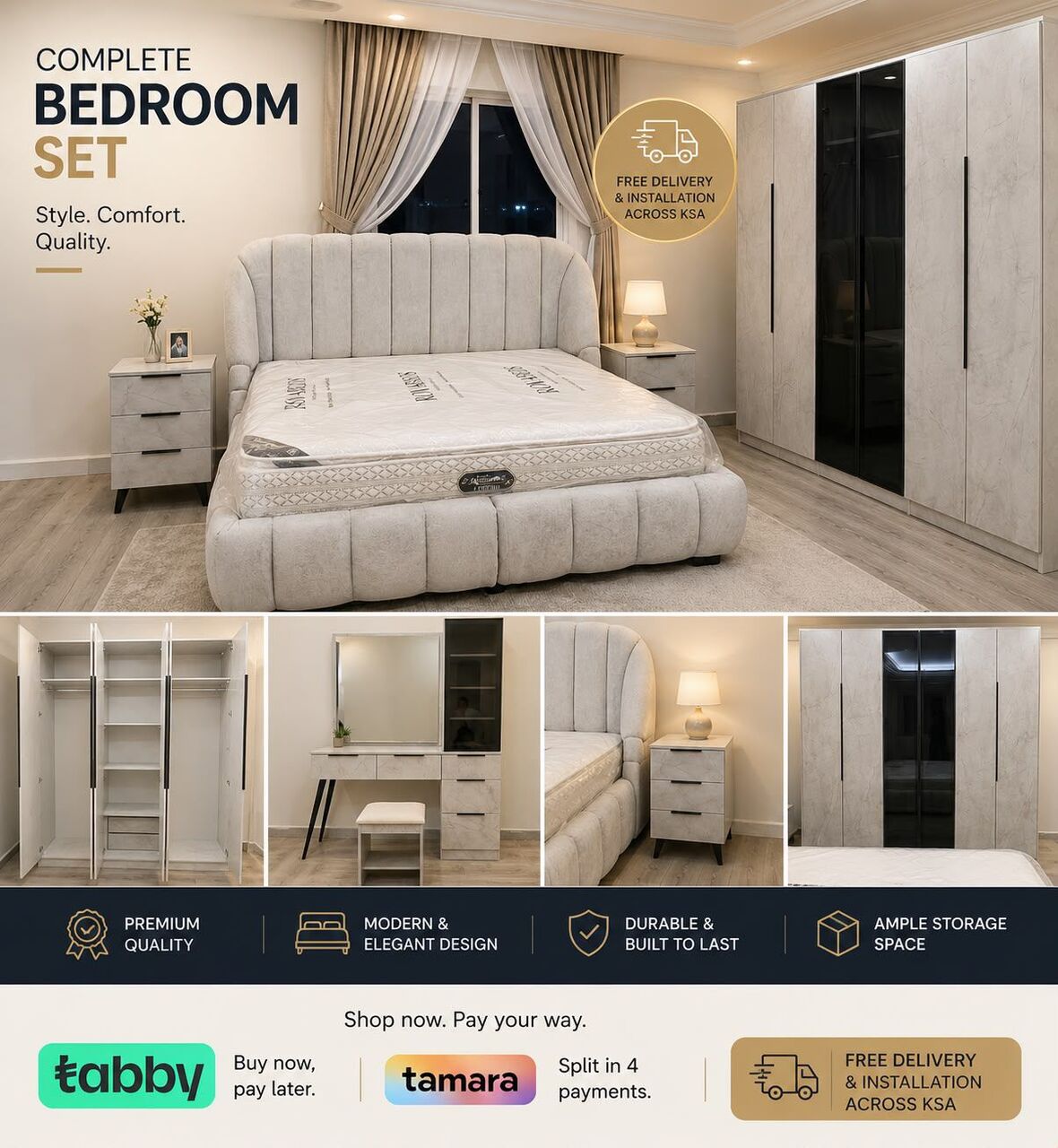 Jeddah, Furniture, SAR 1,  Complete Bedroom Set With Low Price And High Quality