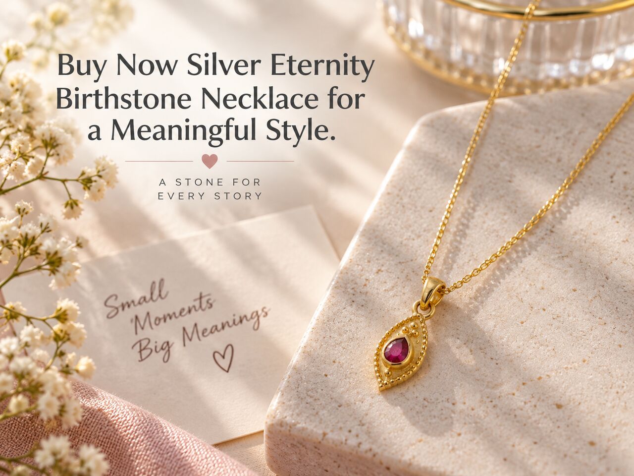 Jaipur, Jewelry, INR 5200,  Buy Now Silver Eternity Birthstone Necklace For A Meaningful Style