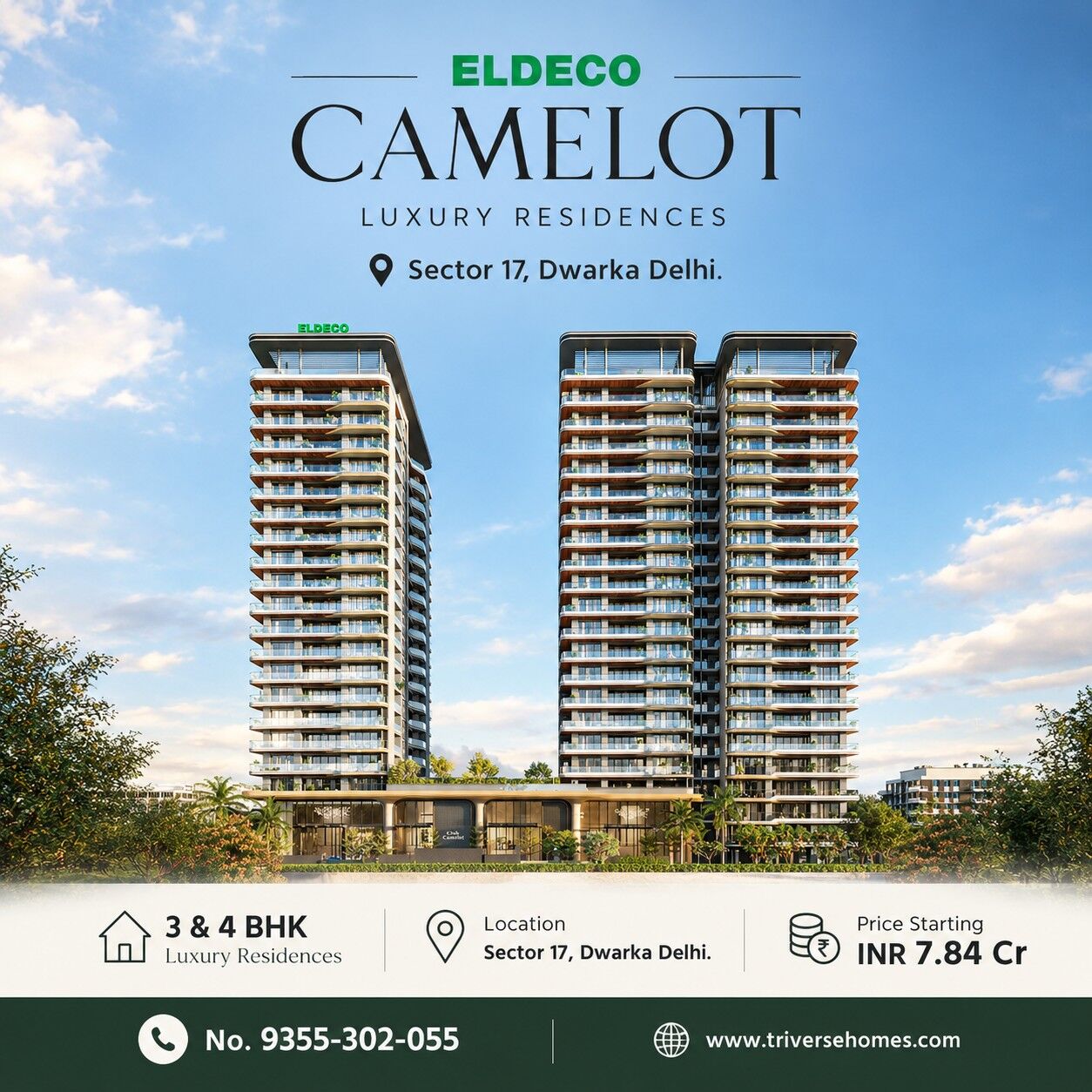 Dwarka, Real Estate For Sale, INR 78400000,  3 BR,  2800 Sq. Feet,  Eldeco Camelot Dwarka- Contemporary 3 And 4 BHK Living