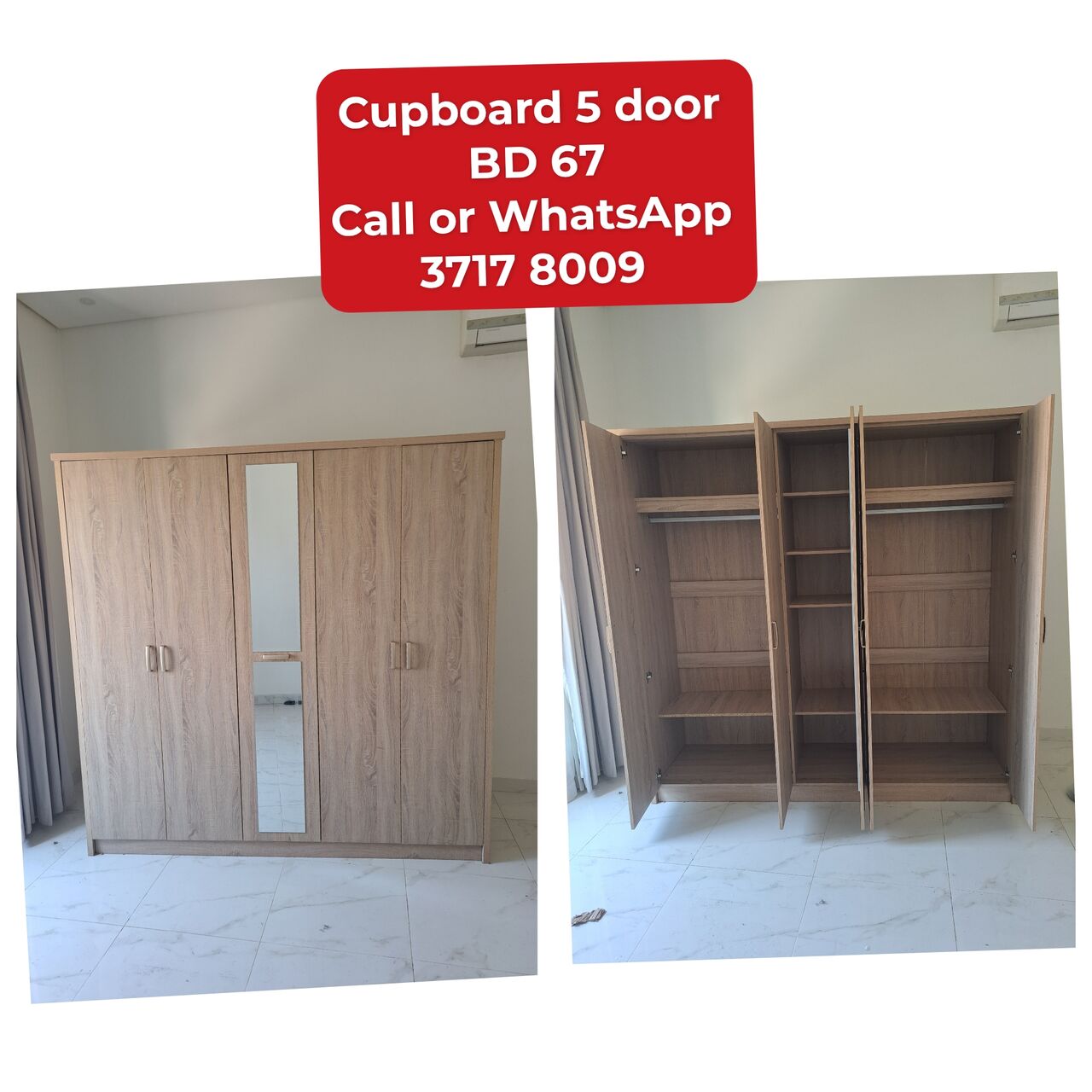 Manama, Furniture, BHD 67,  @@Cupboard 5 Door In Good Condition For Sale With Delivery