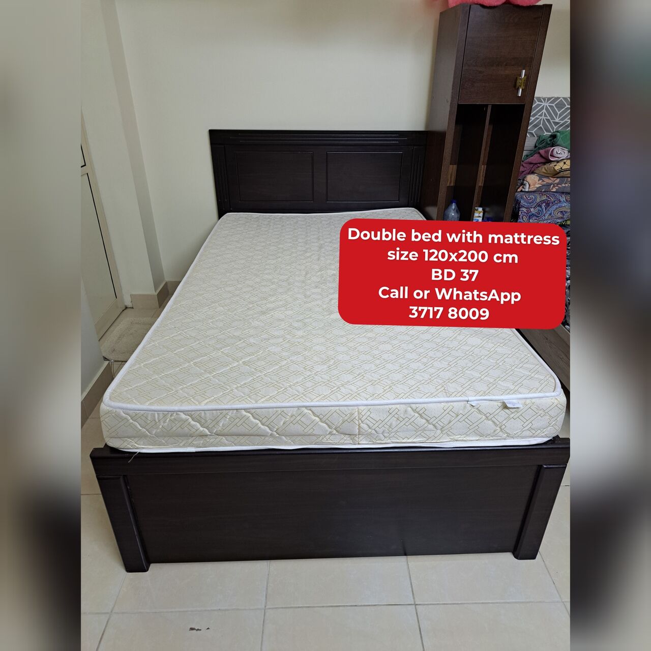Manama, Furniture, BHD 37,  @@Double Bed With Mattress In Good Condition For Sale With Delivery