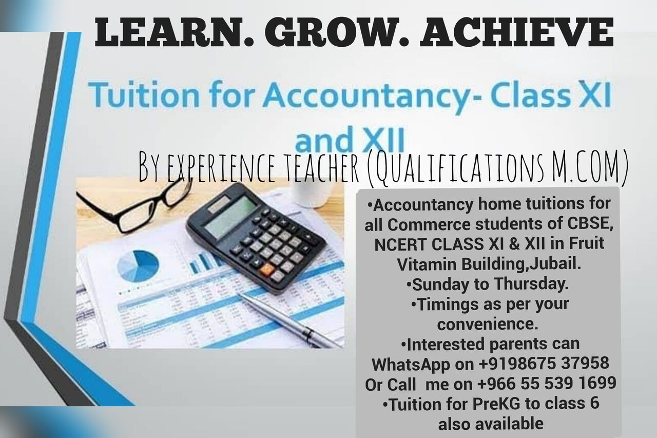 Jubail, Lessons Offered, COMMERCE TUITION FOR 11th And 12th Class