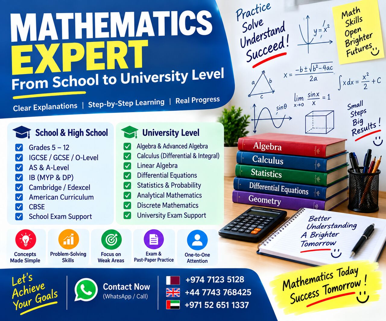 Riyadh, Lessons Offered, Private Mathematics Specialist | School, High School & University