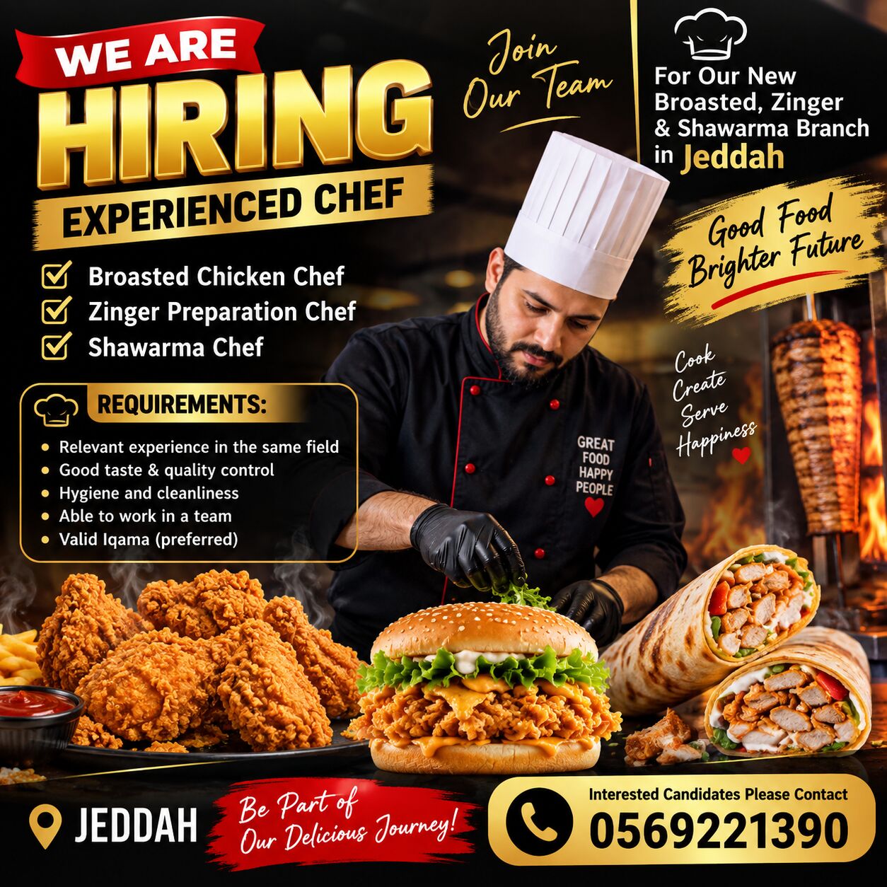 Jeddah, Jobs, Hiring A Proper Chef For Broast Zinger And Shawarma