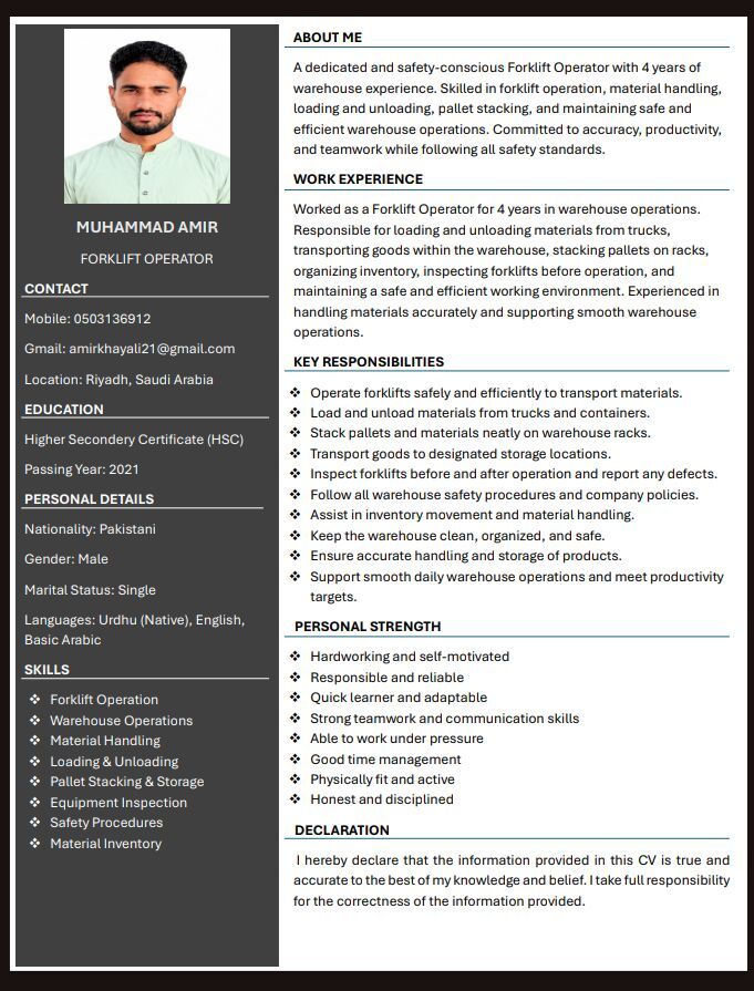 Riyadh, Job Seekers, I Hereby Declare That The Information Provided In This CV Is True And Accurate To The Best