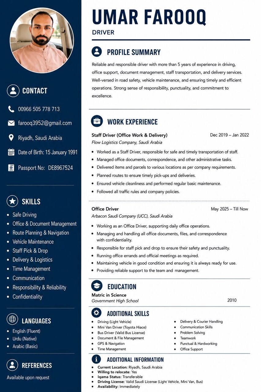 Jeddah, Job Seekers, Vip Driver
