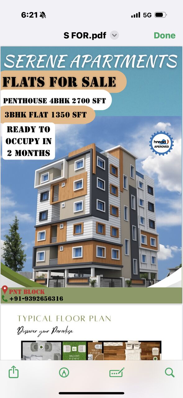 Hyderabad, Real Estate For Sale, INR 5400,  3 BR,  1350 Sq. Feet,  3BHK FLAT 1350 Sft Ready To Occupy Flat For Sale
