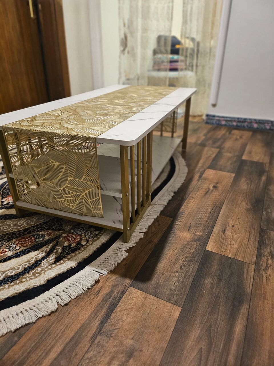 Riyadh, Furniture, SAR 400,  Odern 3-Piece Coffee & Side Table Set (Marble Finish & Gold Metal Legs) ​