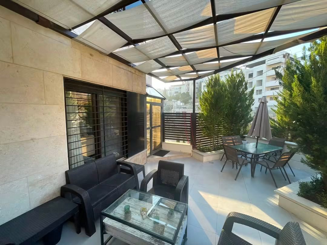 Abdoun, Apartments, Flats, Houses & Villas, JOD 15000/year,  Furnished,  2 BR,  Ground Fully Furinshed 2B Apart With Terrace In Abdoun 00962777688956