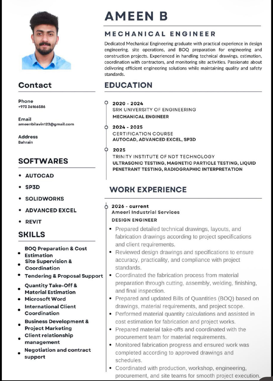 Dubai, Job Seekers, Mechanical Engineer