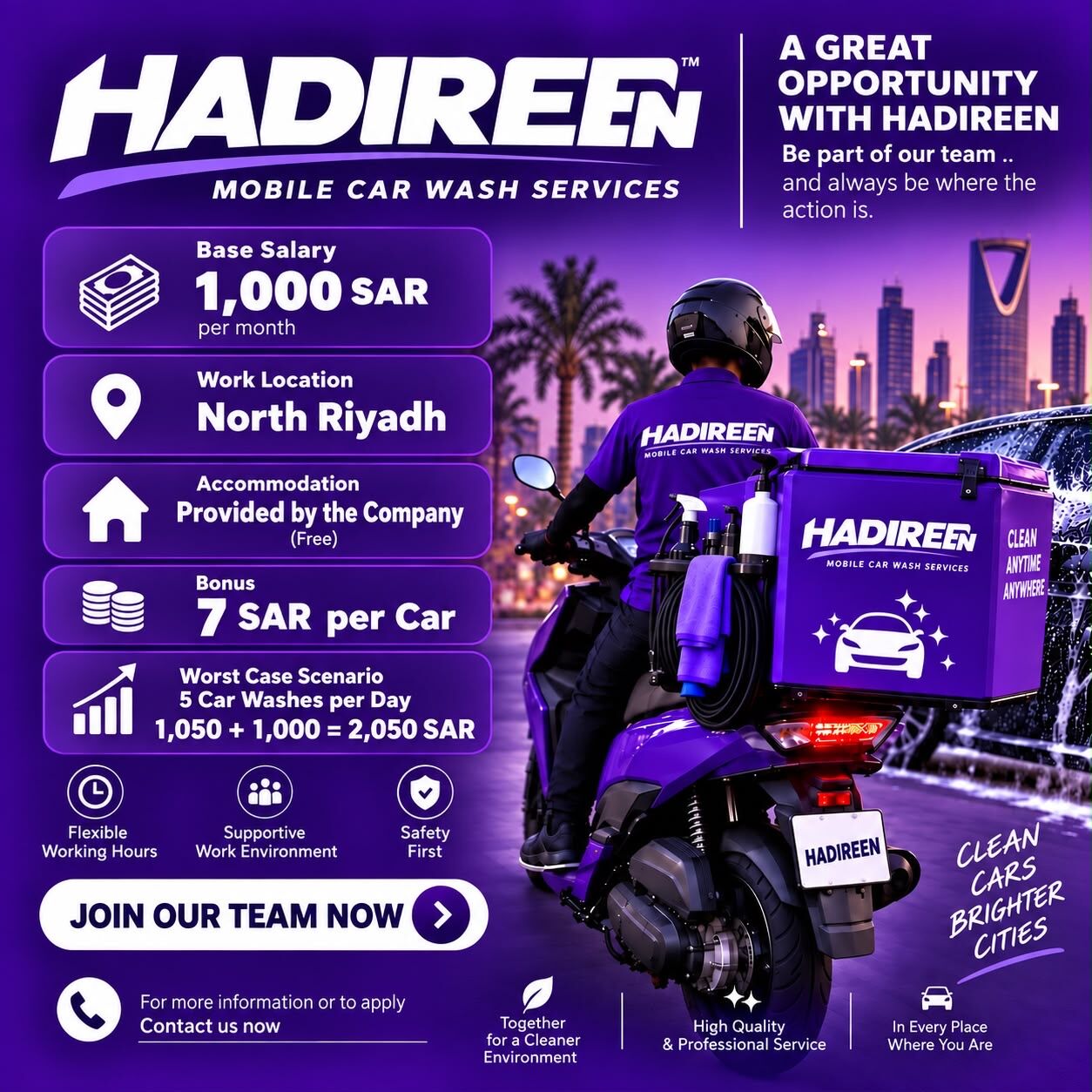 Riyadh, Jobs, Mobile Car Wash Service Staff / Motorbike Car Cleaners