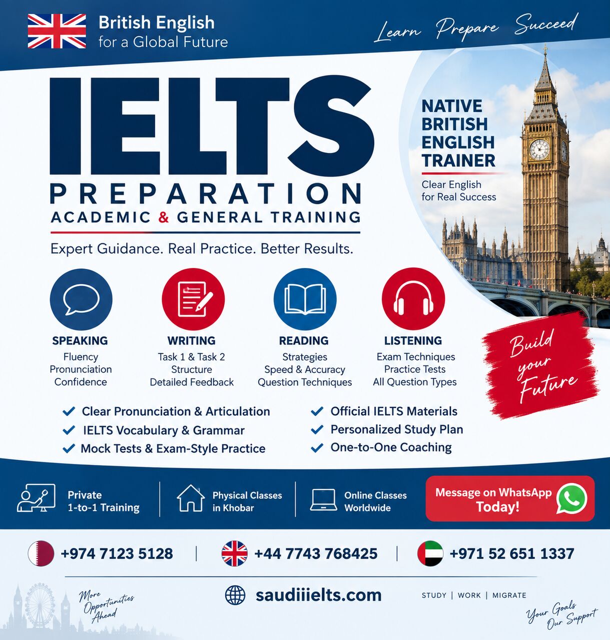 Khobar, Lessons Offered, IELTS Preparation In Khobar | Native British English Trainer