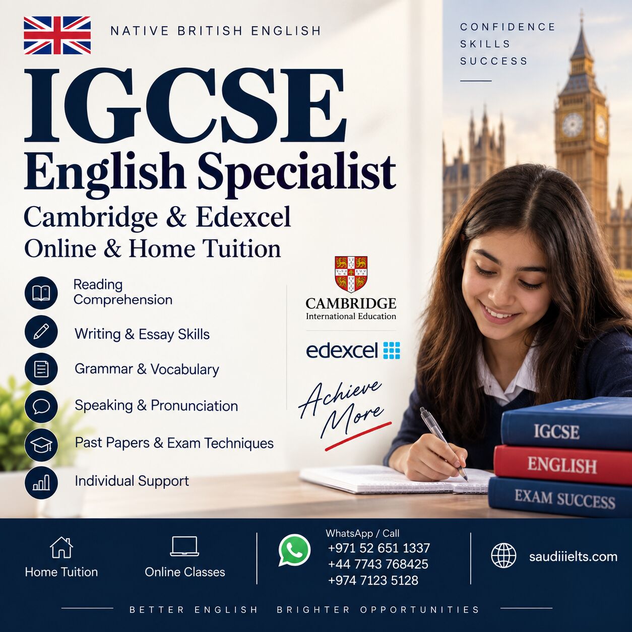 Jeddah, Lessons Offered, IGCSE English Specialist | Cambridge & Edexcel | Online & Physical