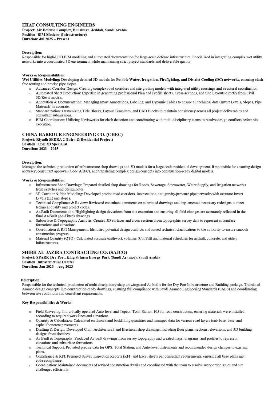 Riyadh, Job Seekers, BIM Modeler (infrastructure)