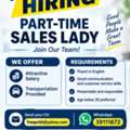 Urgently Hiring Part Time Sales Lady