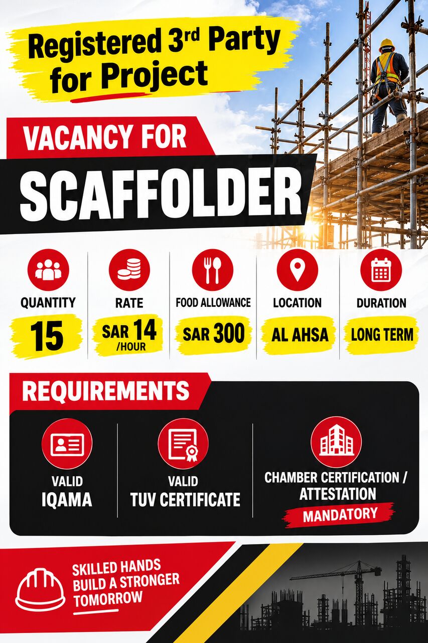 Riyadh, Jobs, 🚨 URGENT HIRING – SCAFFOLDER 🚨