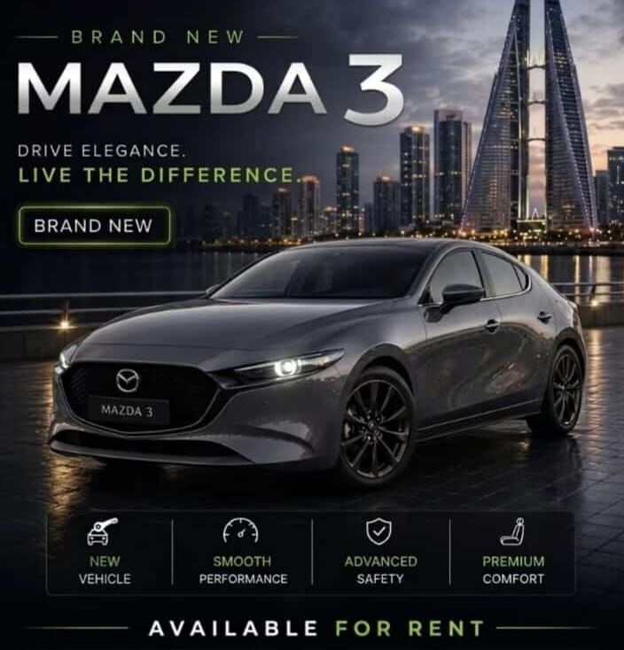 Manama, Vehicles, Cars & Trucks , BHD 1,  Mazda 3,  2026,  Automatic,  1 KM,  VEHICLE FOR RENT