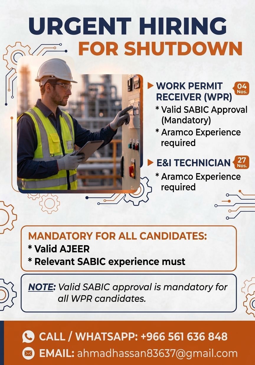 Jubail, Jobs, WPR & E&I Technican