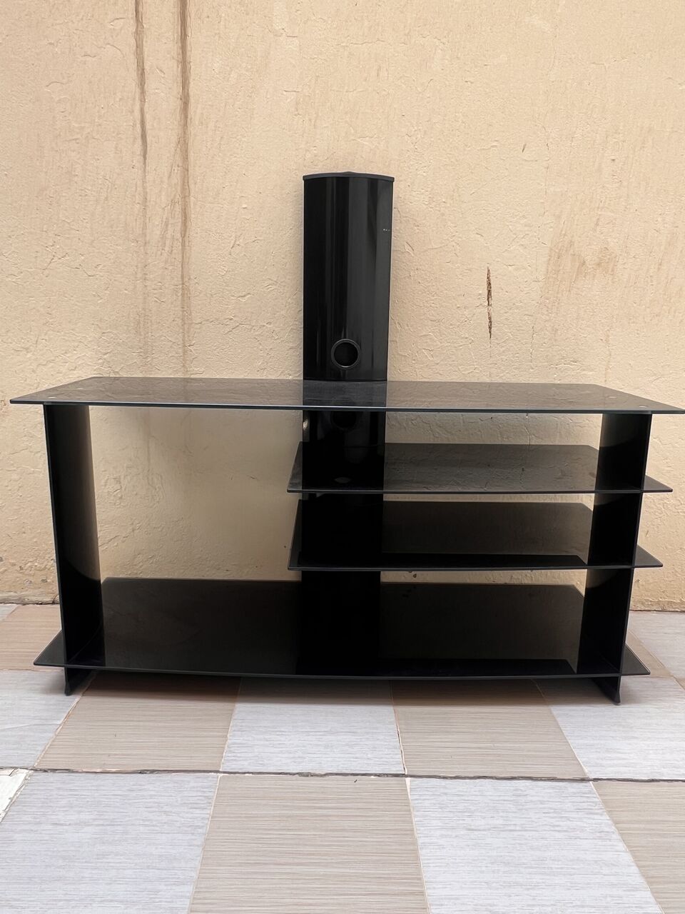 Al Malaz, Furniture, SAR 180,  Black Glass TV Stand + 2 Chairs